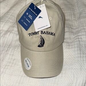 Tommy Bahama Khaki Cotton Cap with Sailboat Embroidery